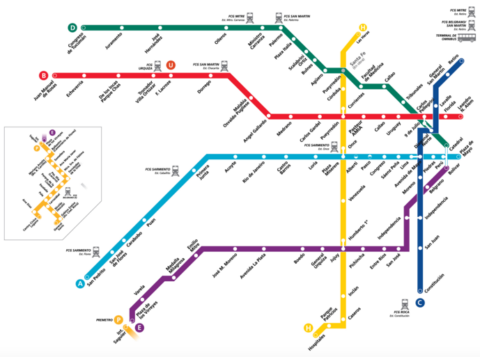 Mapa do Metrô de Buenos Aires
