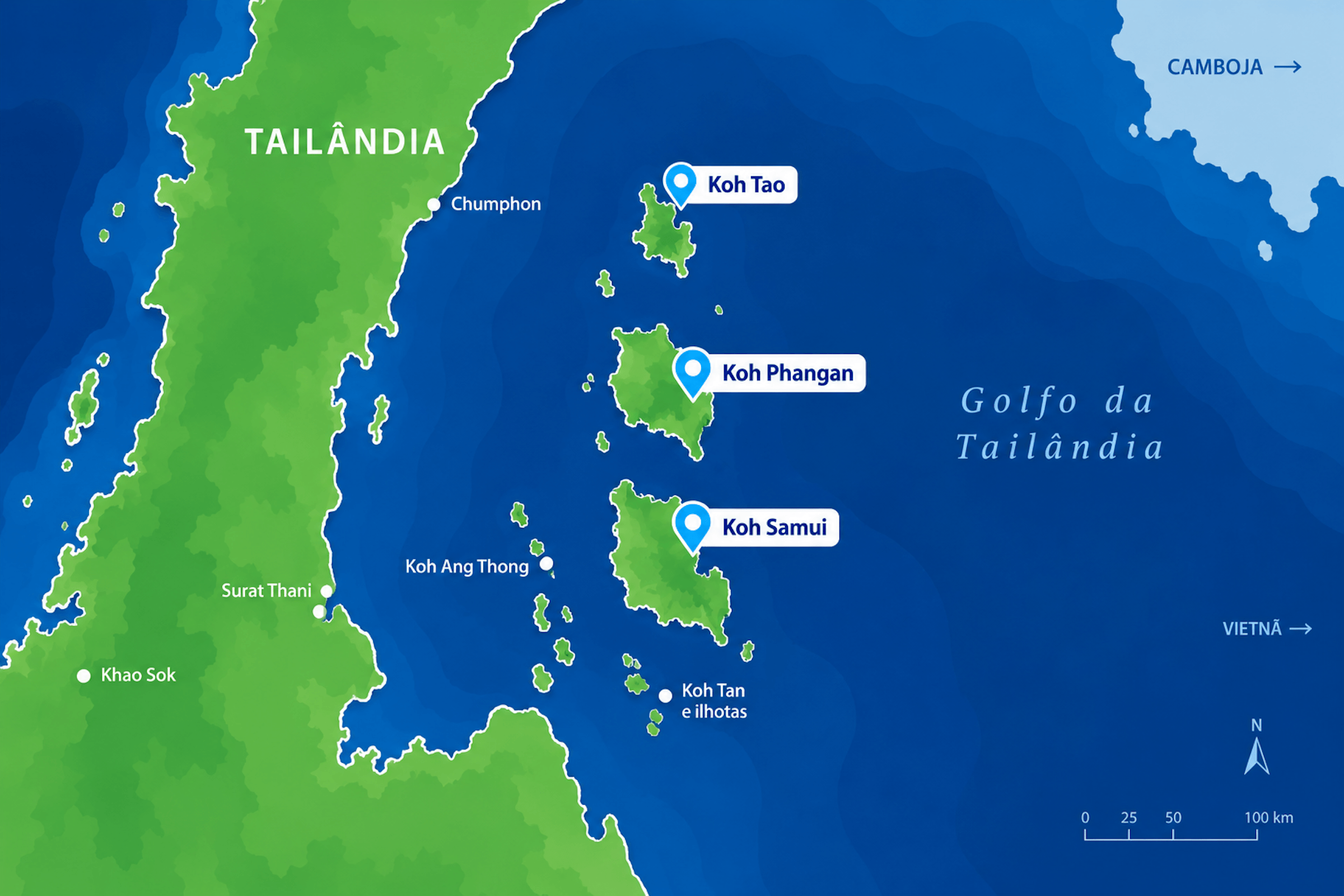 Golfo da Tailândia: Koh Samui, Koh Phangan e Koh Tao — qual ilha escolher?